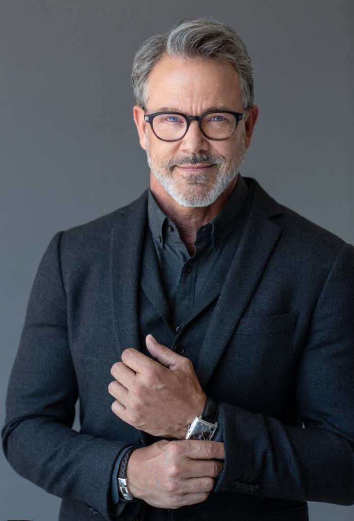 Charcoal black three-piece suit
