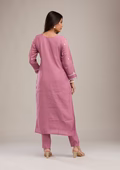 Mauve Threadwork Cotton Readymade Salwar Suit