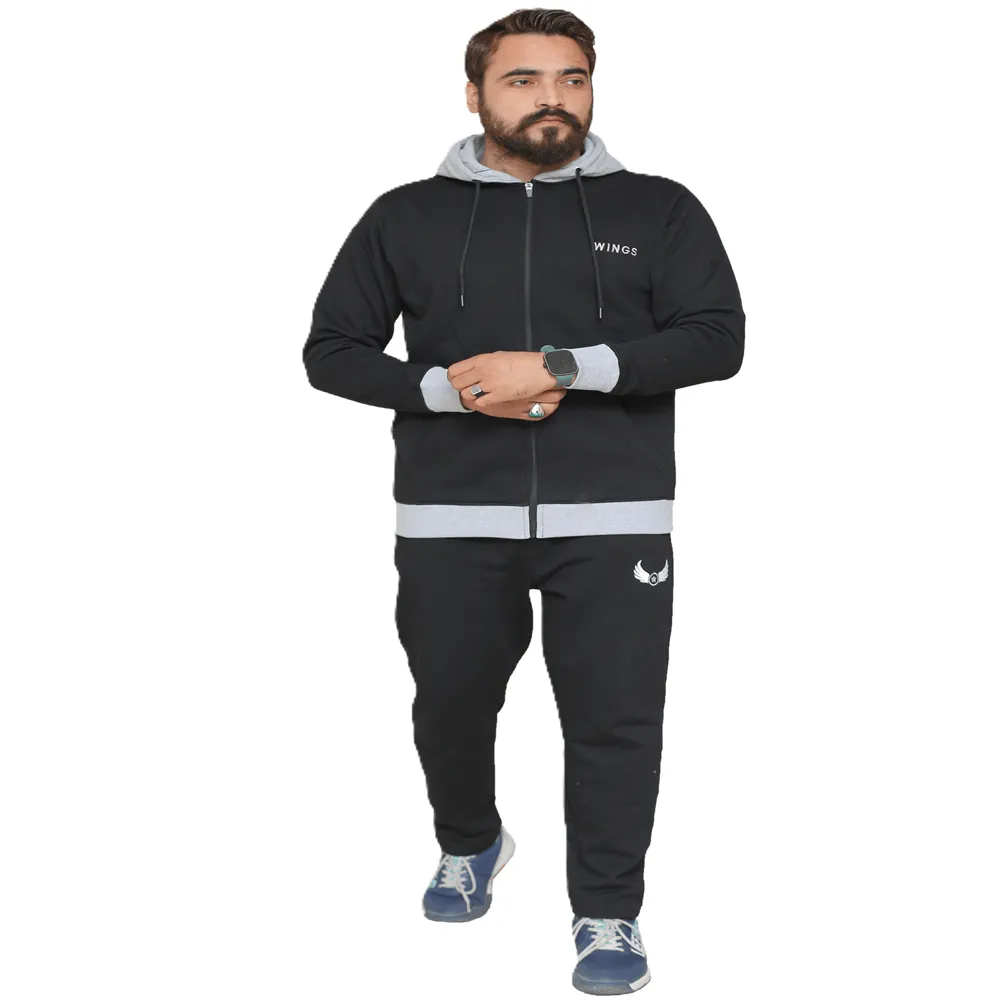 Winter Black Cotton Fleece Trouser