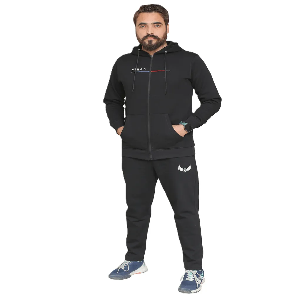 Winter Black Cotton Fleece Trouser